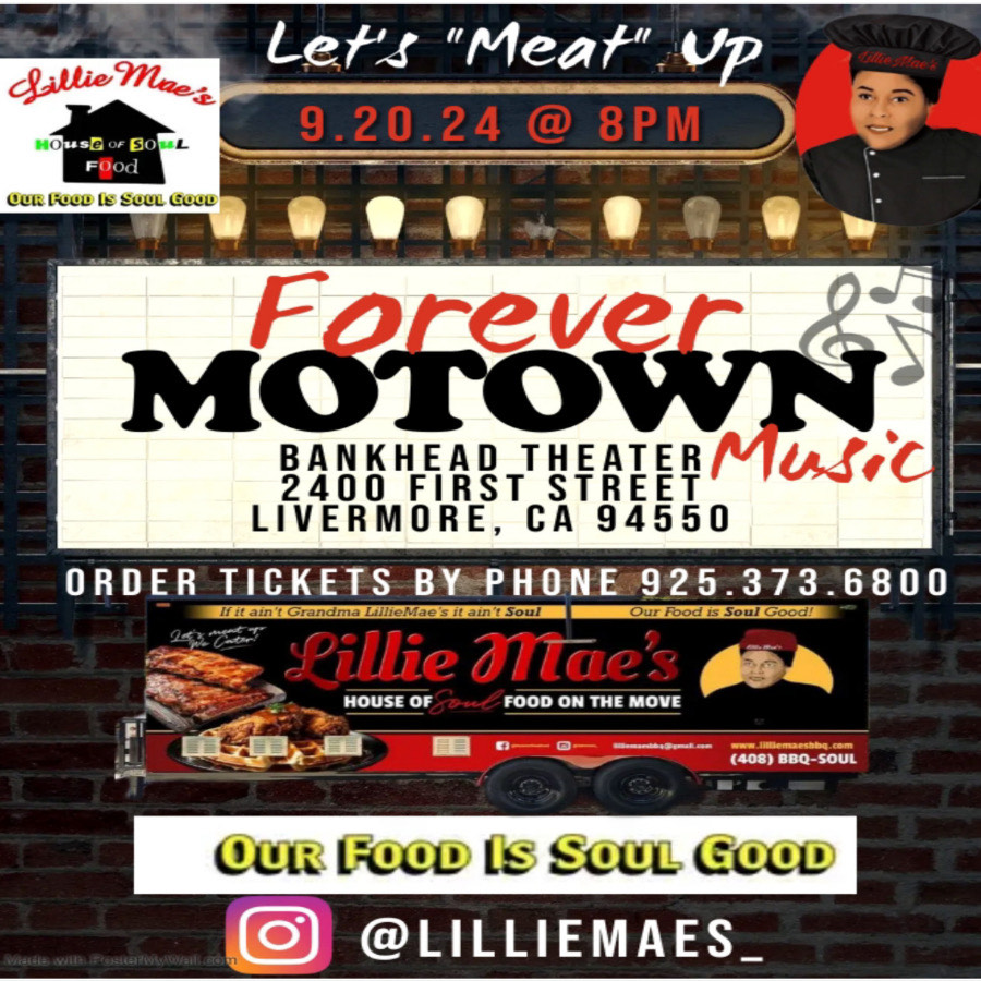 Advertisement for Lilli Mae's BBQ food truck that will be stationed at the Bankhead theater for Forever Motown on Sept 20, 2024