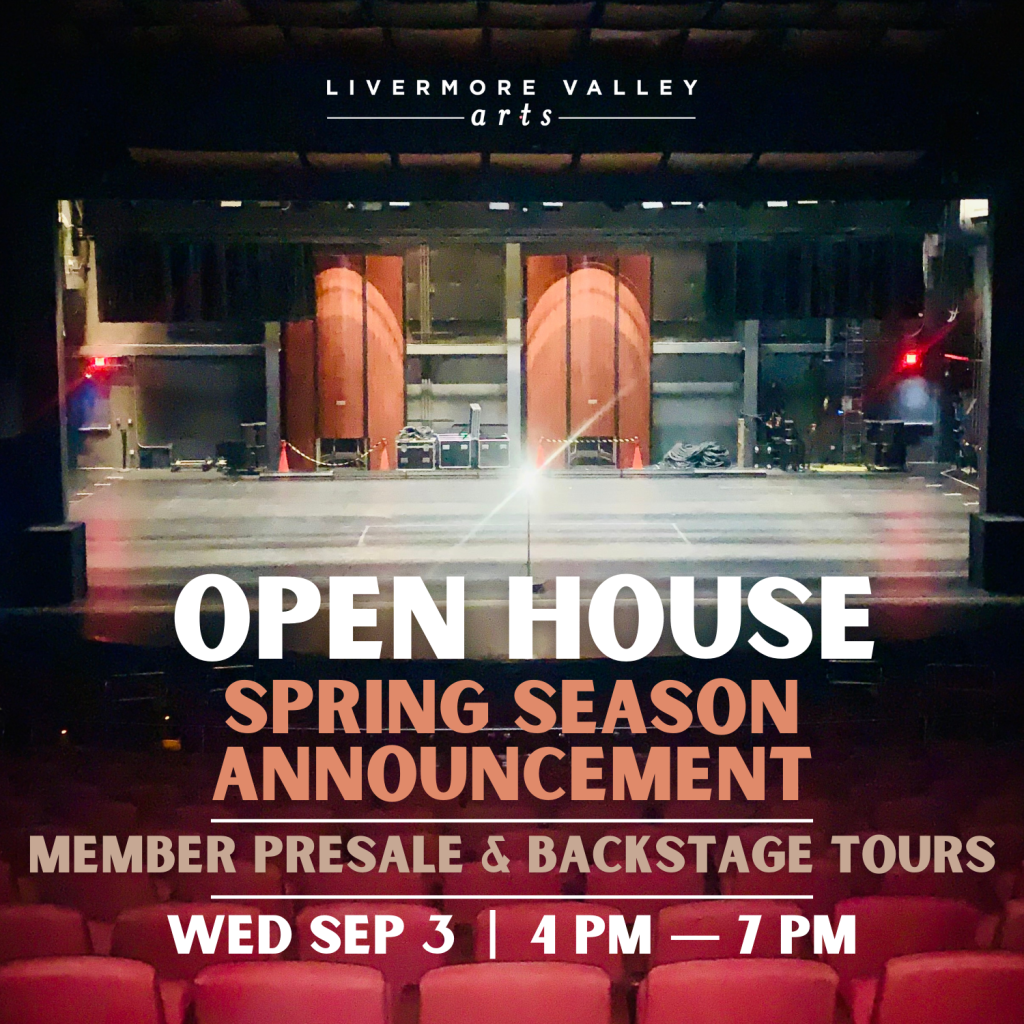 Open House Spring season announcement member pre-sale and backstage tours. Wed Sep 3 4pm - 7pm