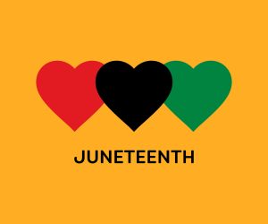 Juneteenth Square Banner With Hearts in Pan-African Flag Colours